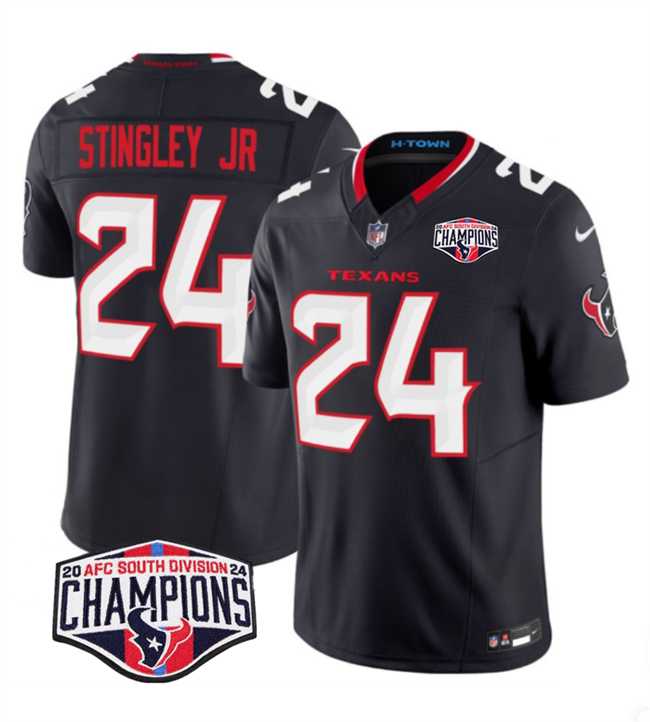 Mens Houston Texans #24 Derek Stingley Jr. Navy F.U.S.E. 2024 AFC South Division Champions Vapor Limited Stitched Jersey->houston texans->NFL Jersey